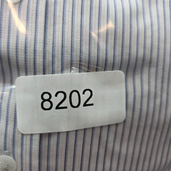 Mens Hart Schaffner Marx Shirt White Pinstripe Cotton Button Down Size 16.5 - Picture 9 of 9